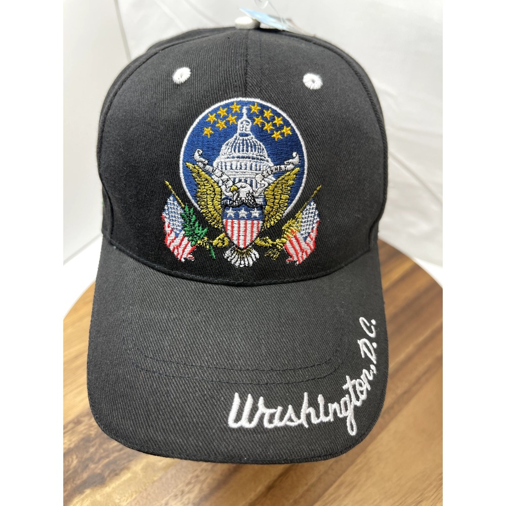 WASHINGTON DC‎ Hat Cap SOUVENIR STITCHED BLACK ADJUSTABLE BASEBALL CAPITAL USA